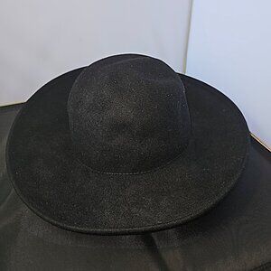 J Crew Black Felted Round Floppy Casual Wide Brim Hat